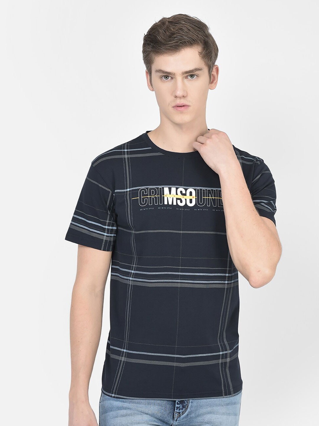 

Crimsoune Club Printed Round Neck T-shirt, Navy blue