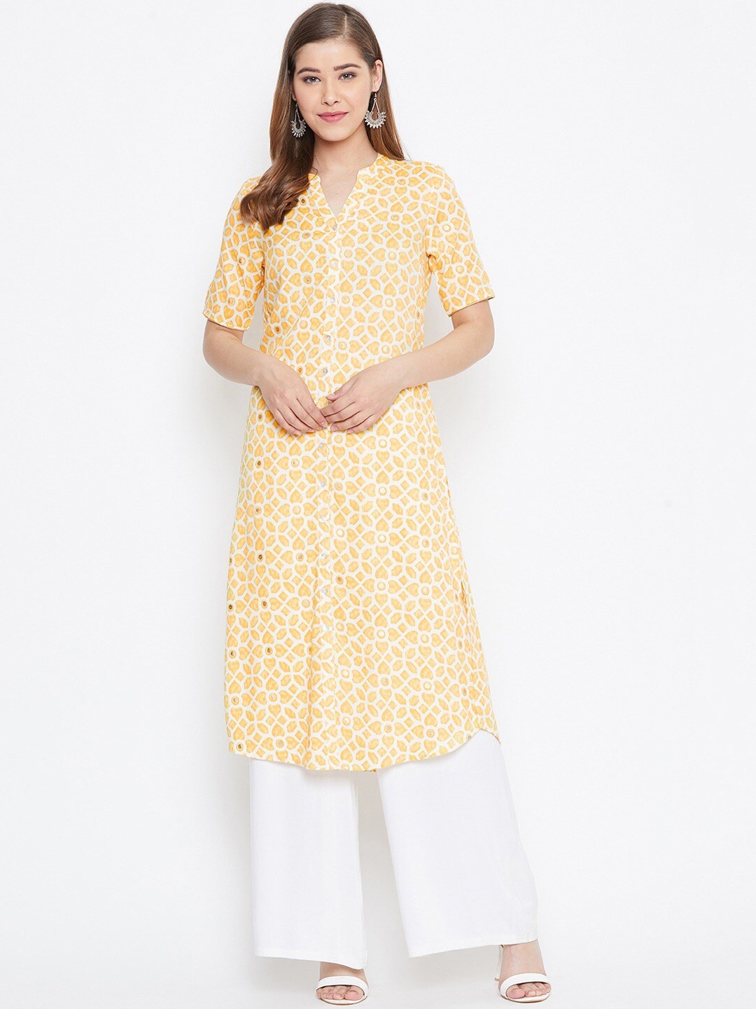 

Be Indi Ethnic Motifs Printed Straight Kurta, Yellow