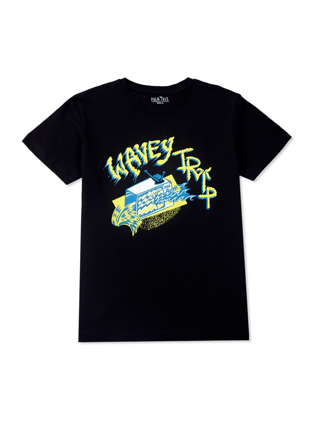 

Palm Tree Infant Boys Typography Printed Cotton T-shirt, Black