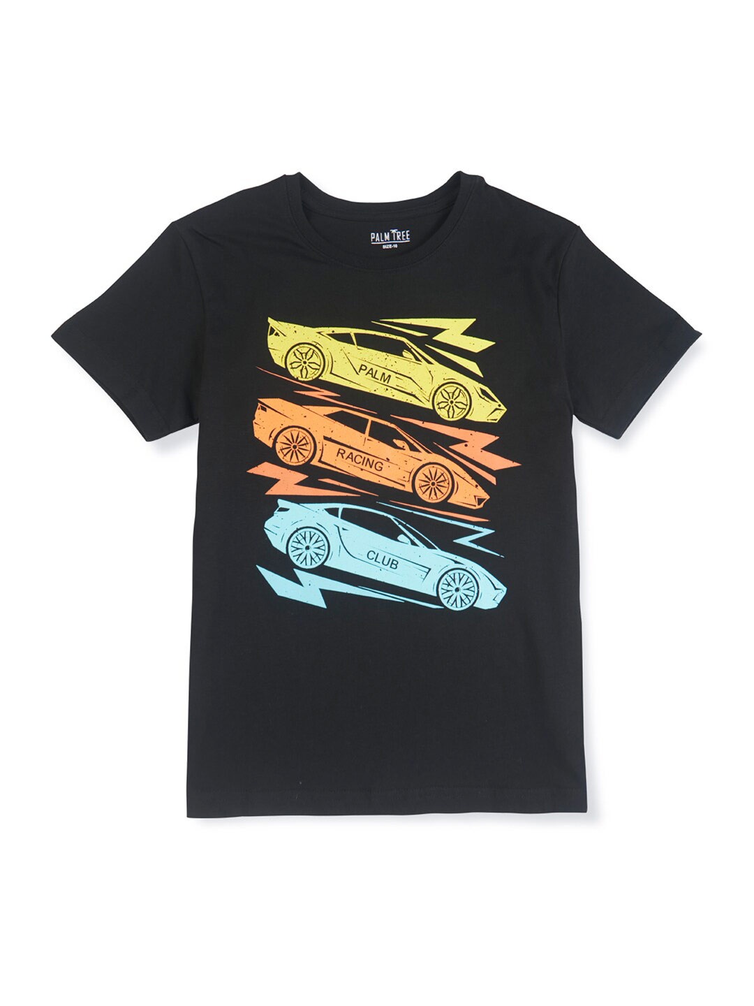 

Palm Tree Boys Graphic Printed Cotton T-shirt, Black