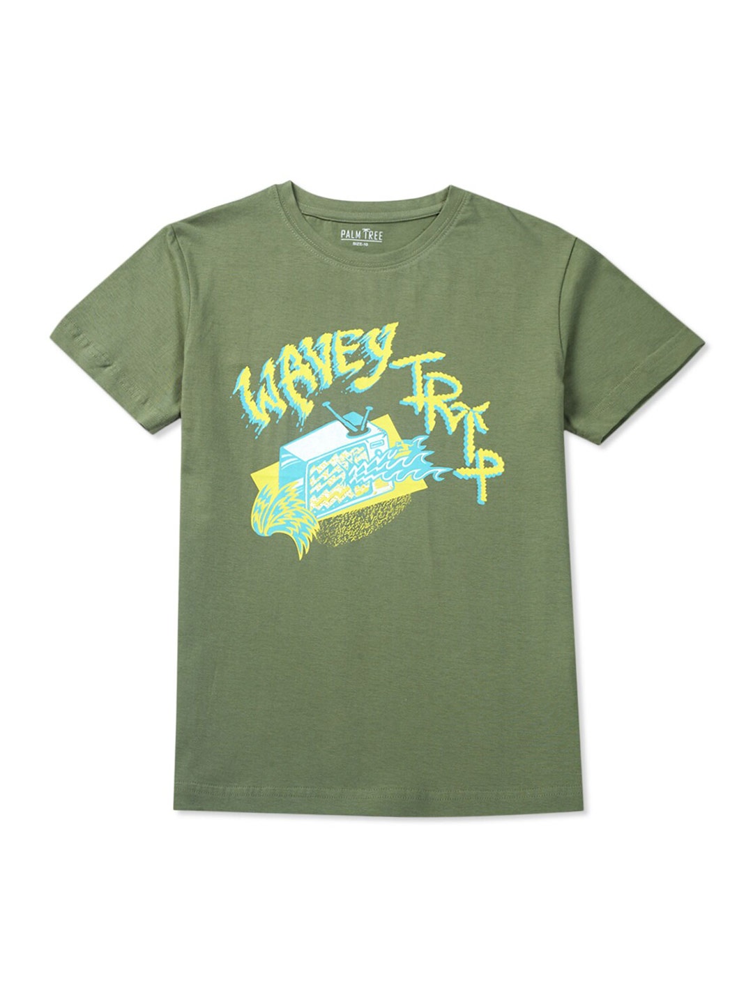 

Palm Tree Boys Graphic Printed T-shirt, Olive