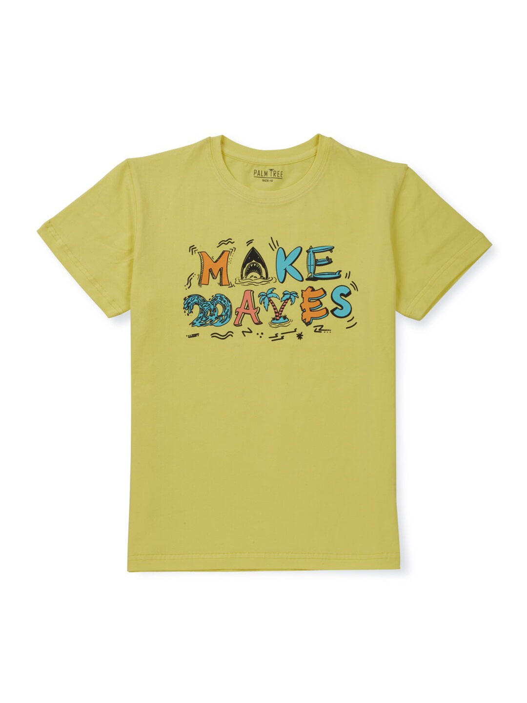 

Palm Tree Boys Typography Printed Cotton T-shirt, Yellow