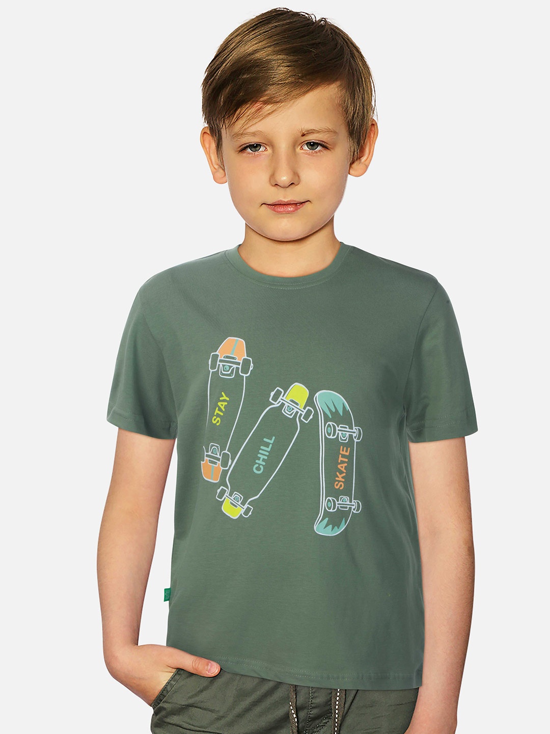 

Palm Tree Boys Graphic Printed T-shirt, Green