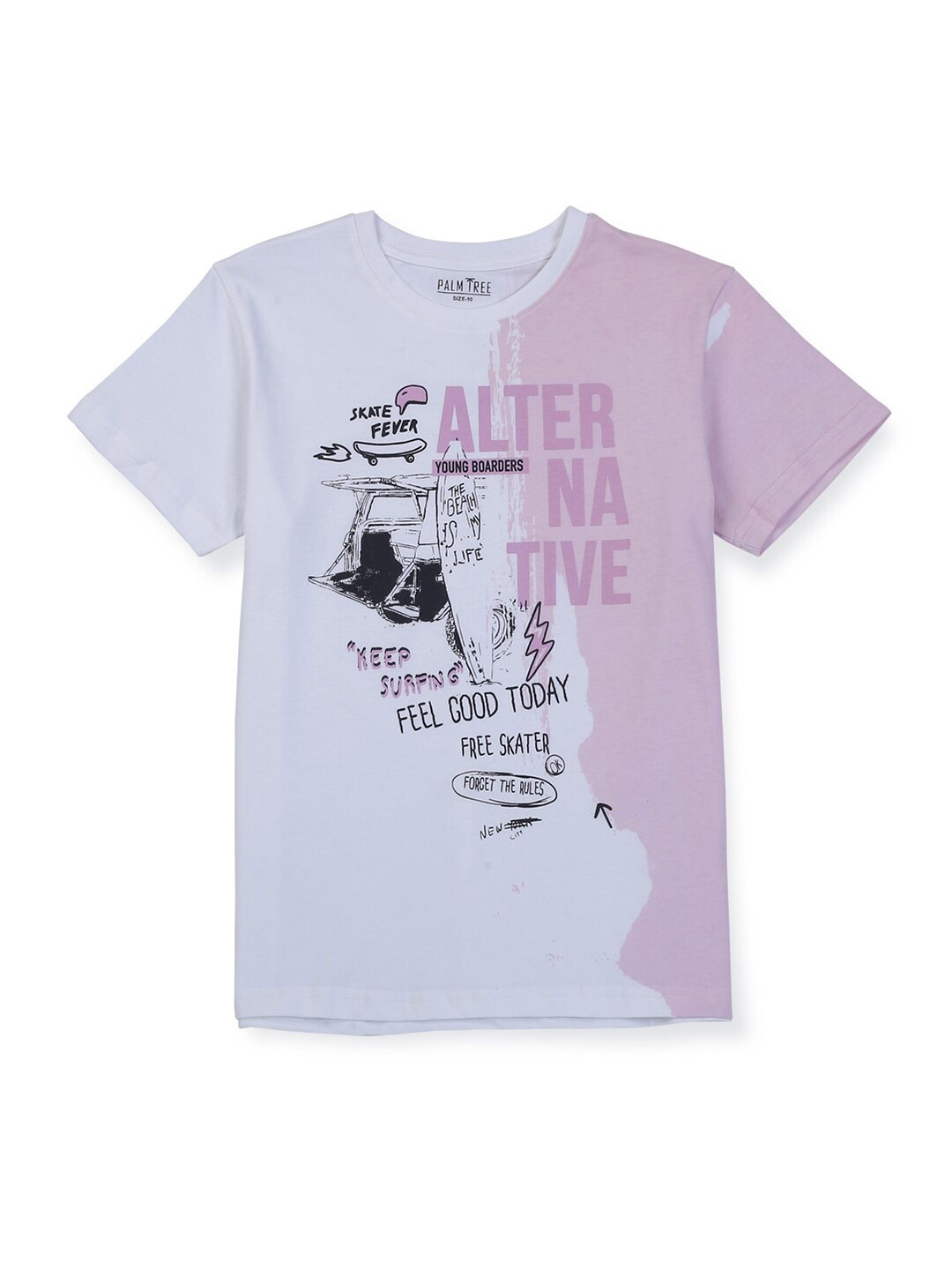 

Palm Tree Boys Typography Printed T-shirt, Lavender