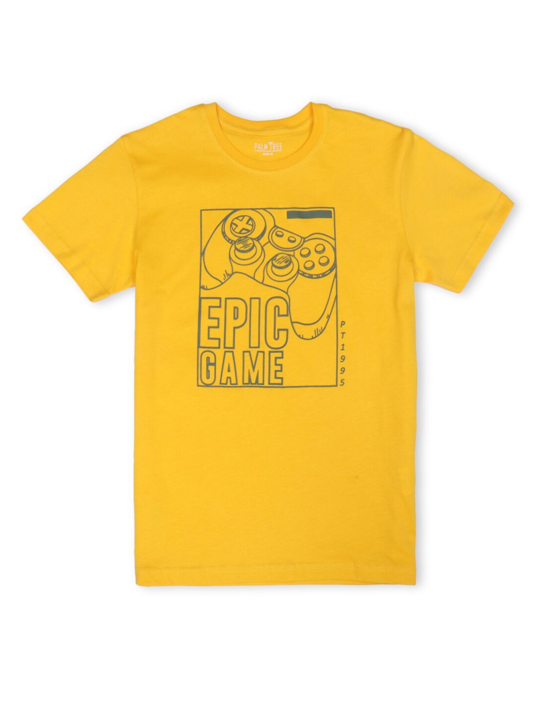 

Palm Tree Infant Boys Graphic Printed Cotton T-shirt, Yellow