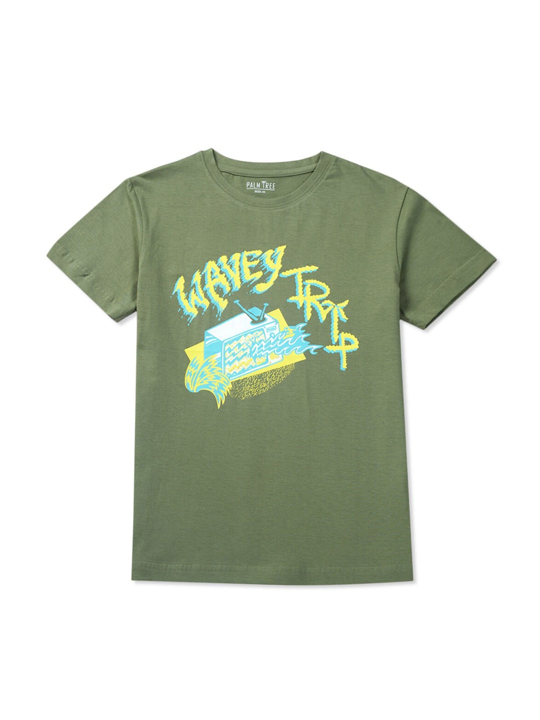 

Palm Tree Infant Boys Typography Printed Cotton T-shirt, Olive