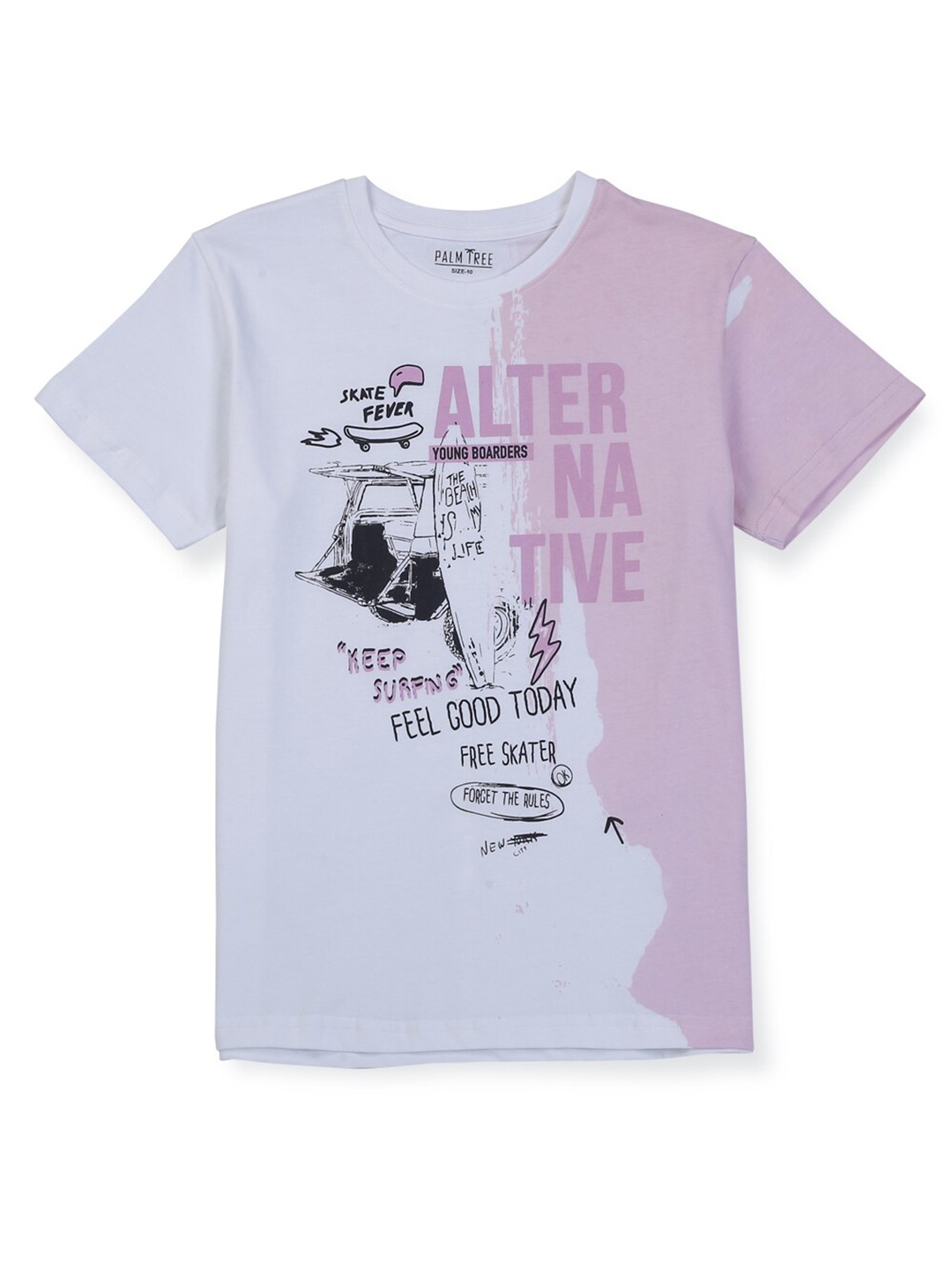 

Palm Tree Boys Typography Printed T-shirt, Lavender