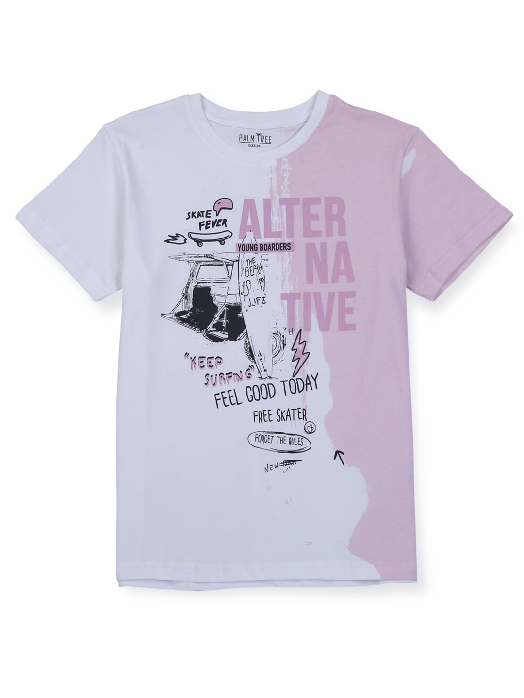 

Palm Tree Boys Typography Printed T-shirt, Lavender