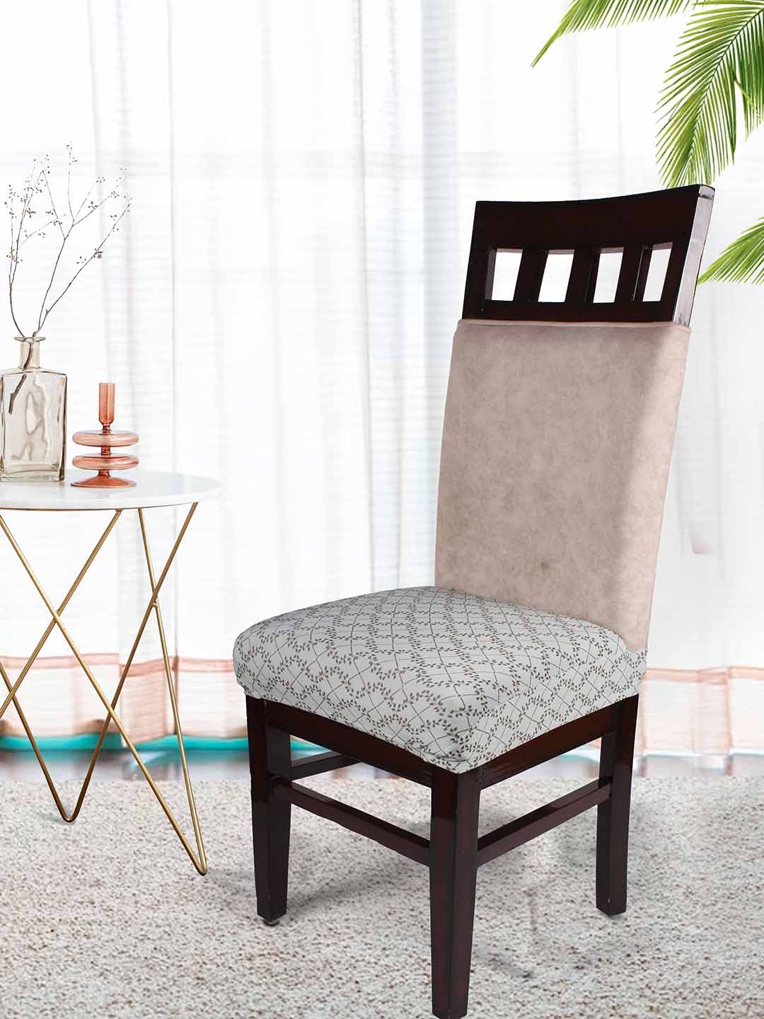 

STITCHNEST Green & Brown 6 Pieces Printed Chair Covers