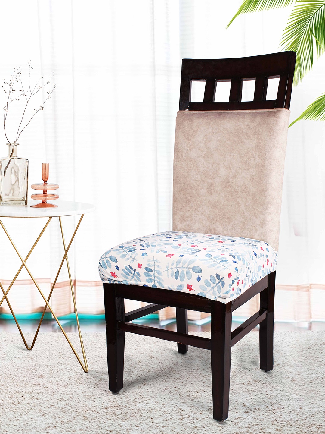 

STITCHNEST Blue & White 6 Pieces Printed Chair Covers