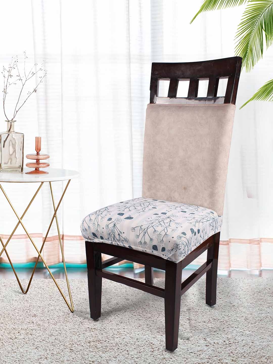 

STITCHNEST Blue 6 Pieces Printed Half Chair Covers