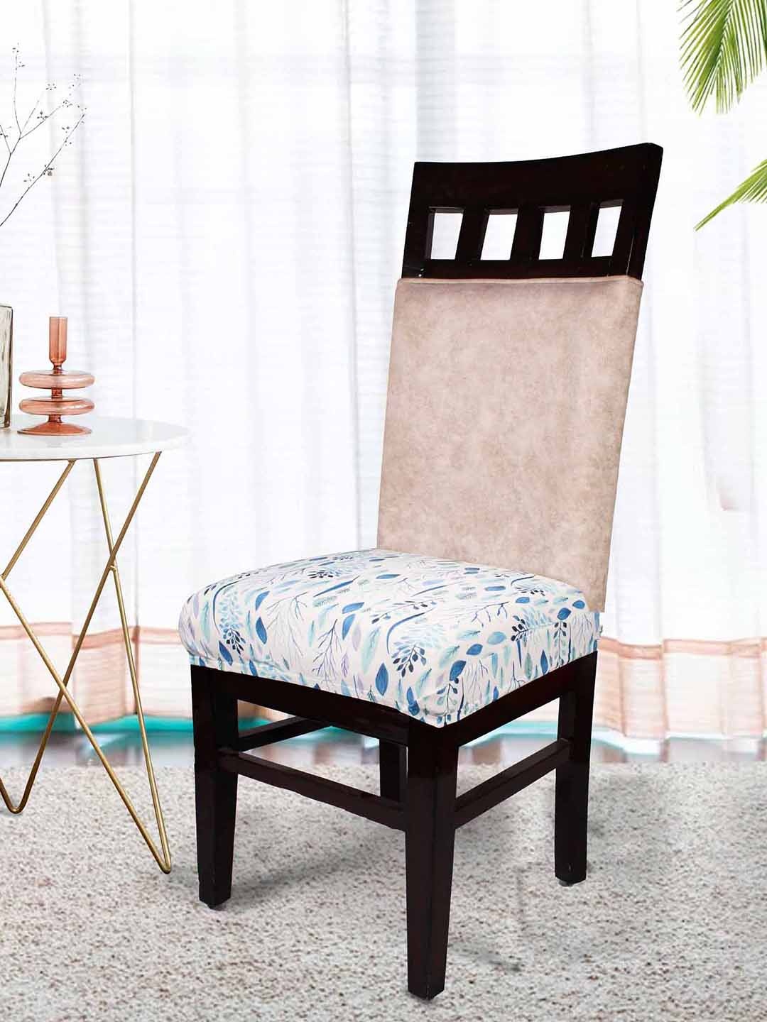 

STITCHNEST Blue & White 6-Pieces Printed Chair Covers