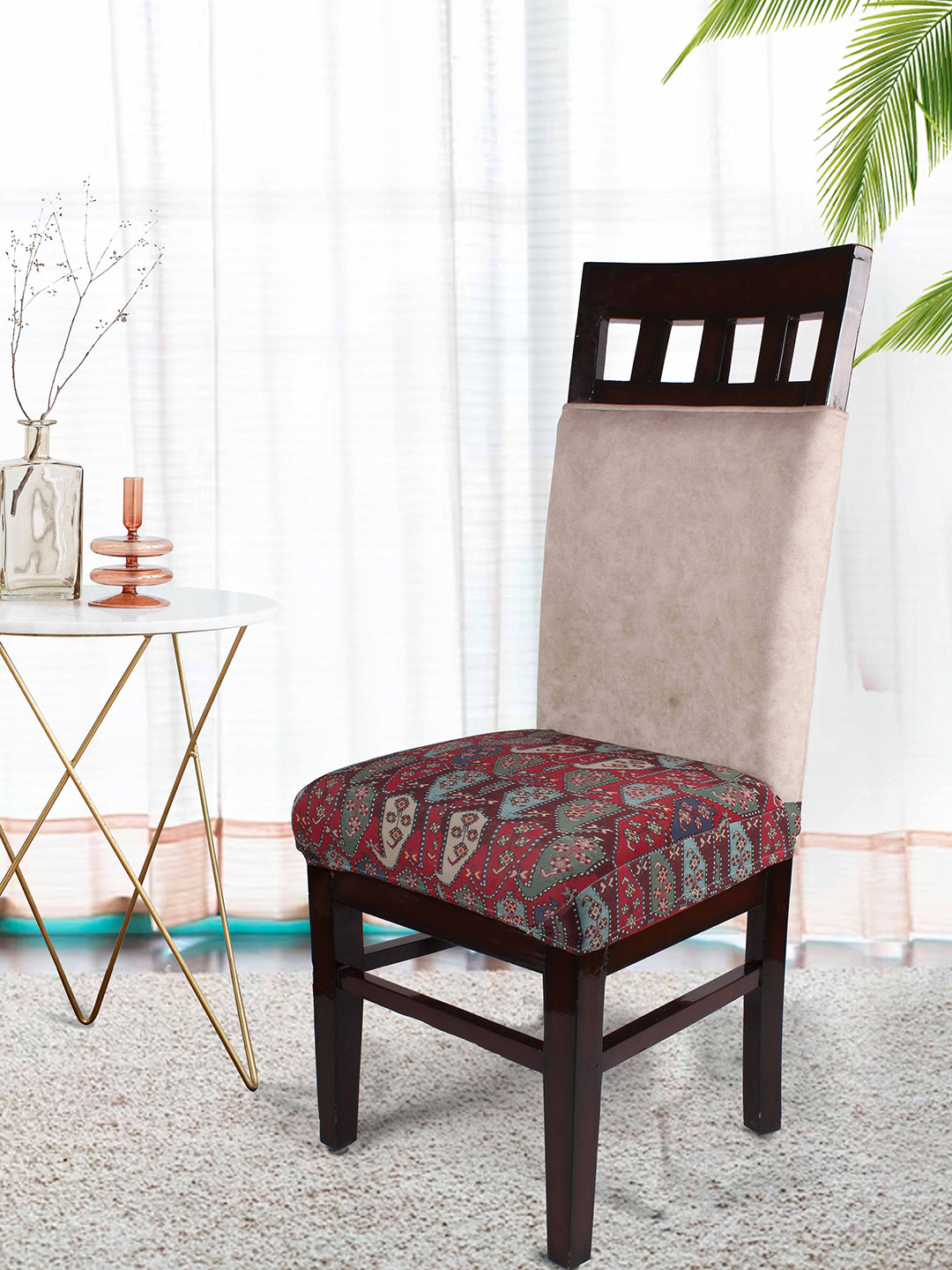 

STITCHNEST Red & Green 6 Pieces Printed Chair Covers