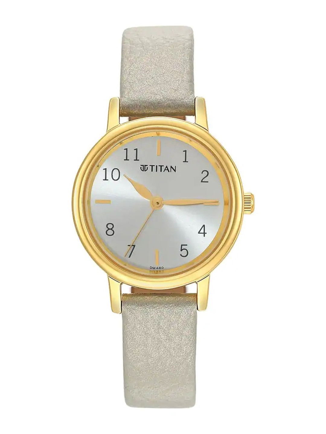 

Titan Women Brass Dial & Leather Straps Analogue Watch 2678YL01, Silver
