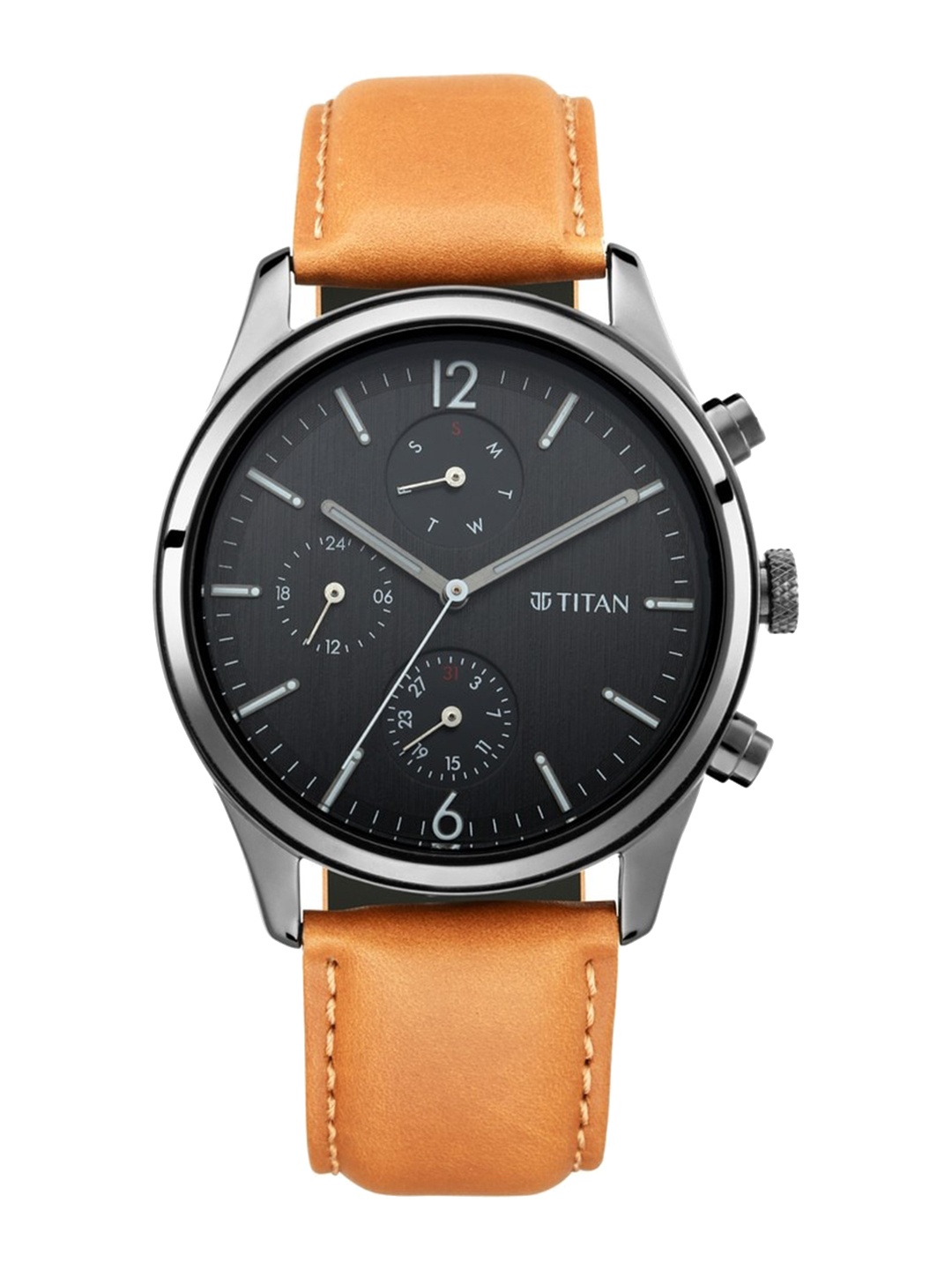 

Titan Men Brass Dial & Leather Straps Analogue Watch NQ1805NL02, Brown