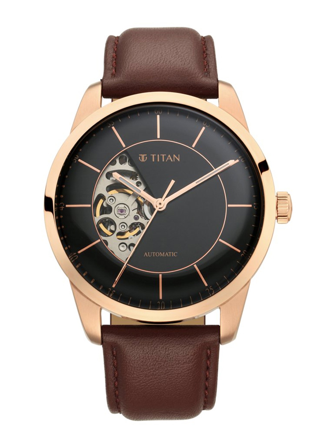 

Titan Men Skeleton Dial & Leather Straps Analogue Watch NQ90126WL02, Black