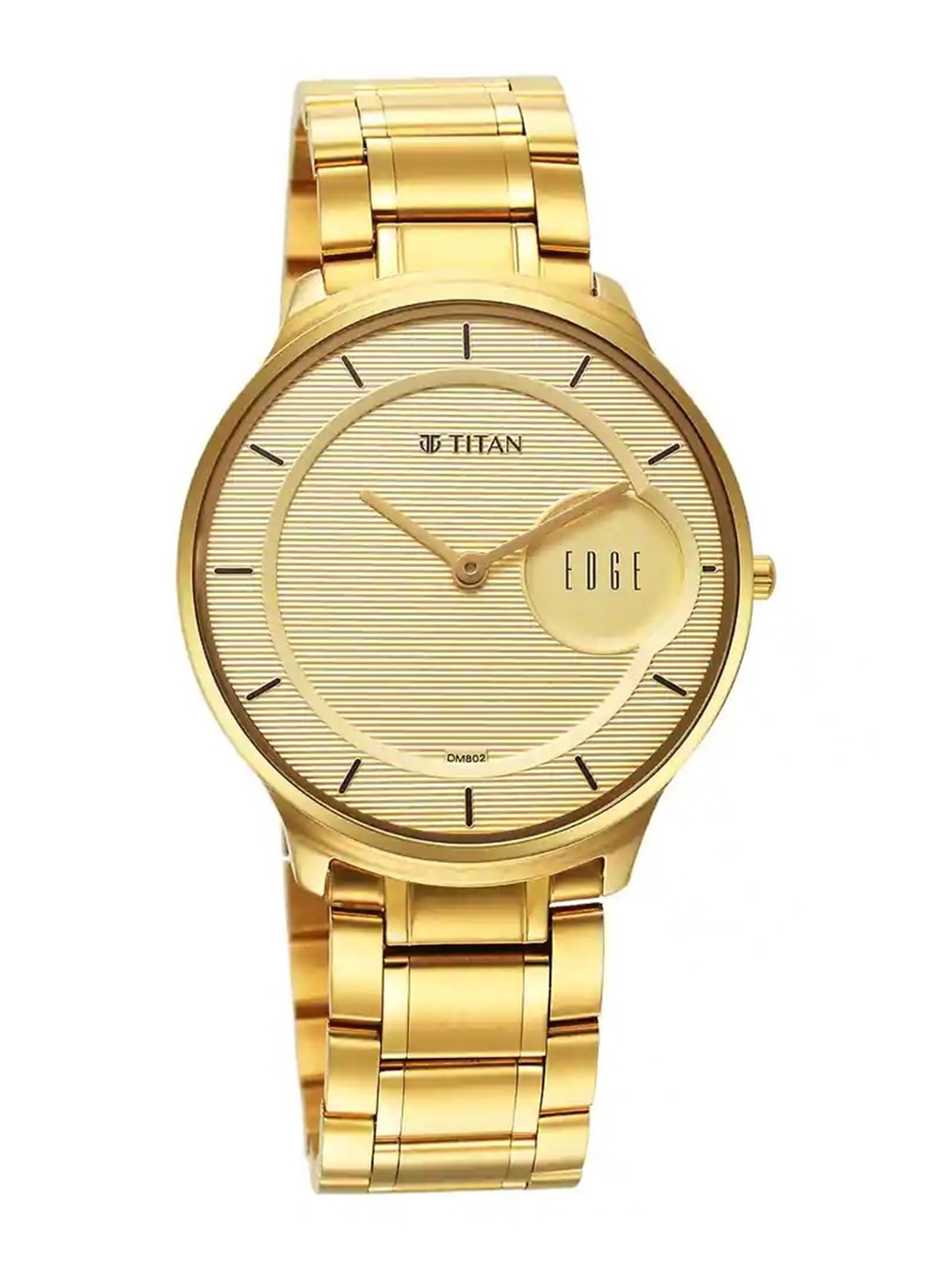 

Titan Men Textured Dial & Bracelet Style Stainless Steel Straps Analogue Watch 1843YM02, Yellow