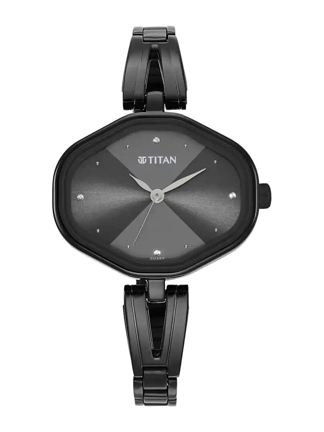 

Titan Women Brass Embellished Dial & Stainless Steel Wrap Around Straps Analogue Watch 2680NM01, Black