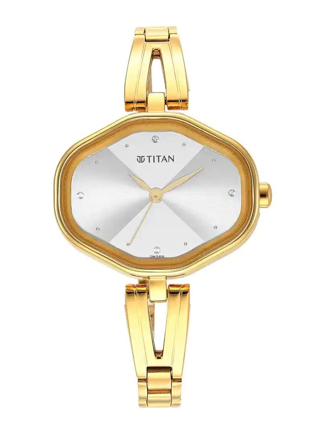 

Titan Women Brass Embellished Dial & Stainless Steel Bracelet Style Straps Analogue Watch 2680YM01, Yellow