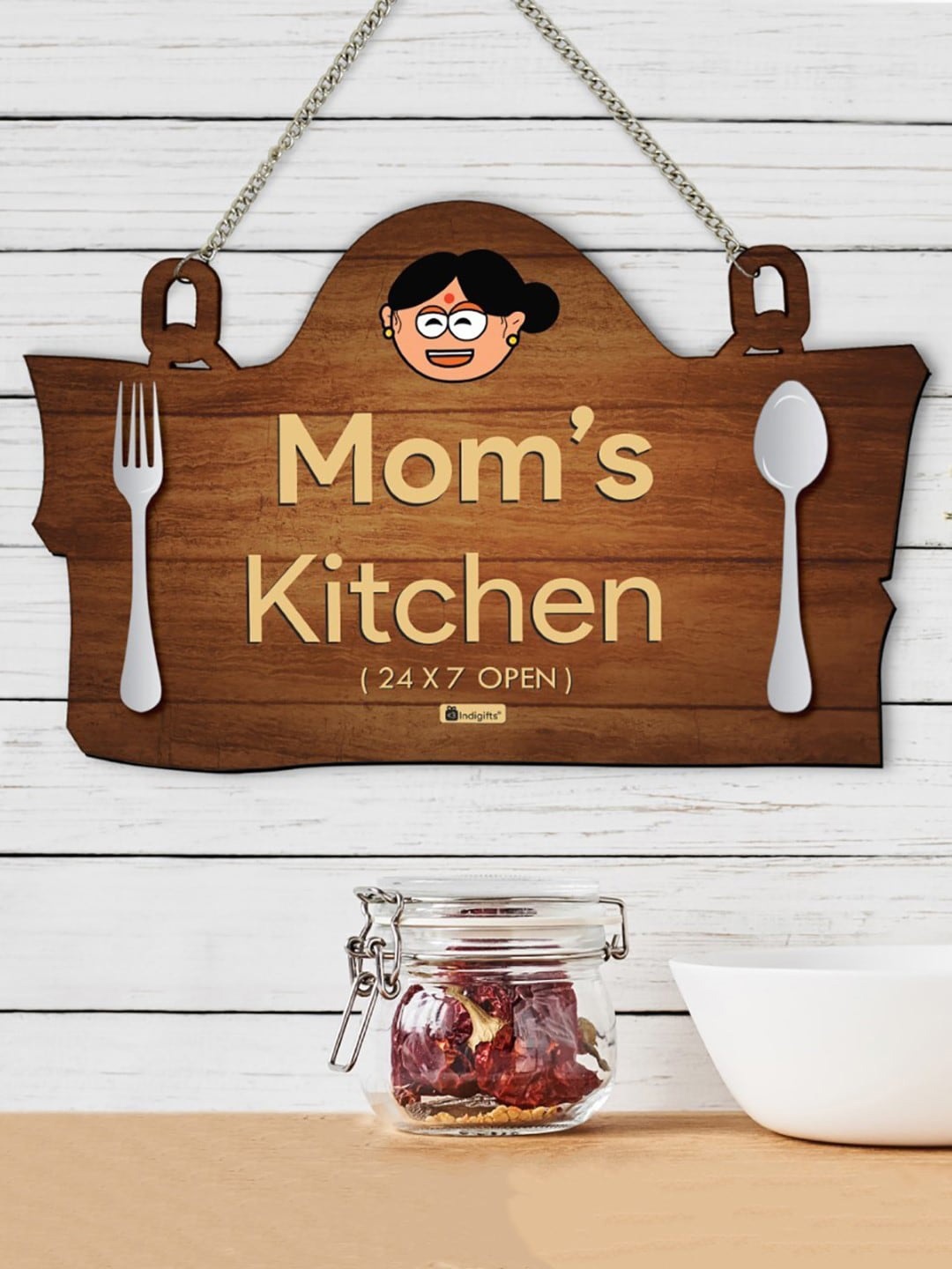 

Indigifts Brown Mom Kitchen Printed Door Signage