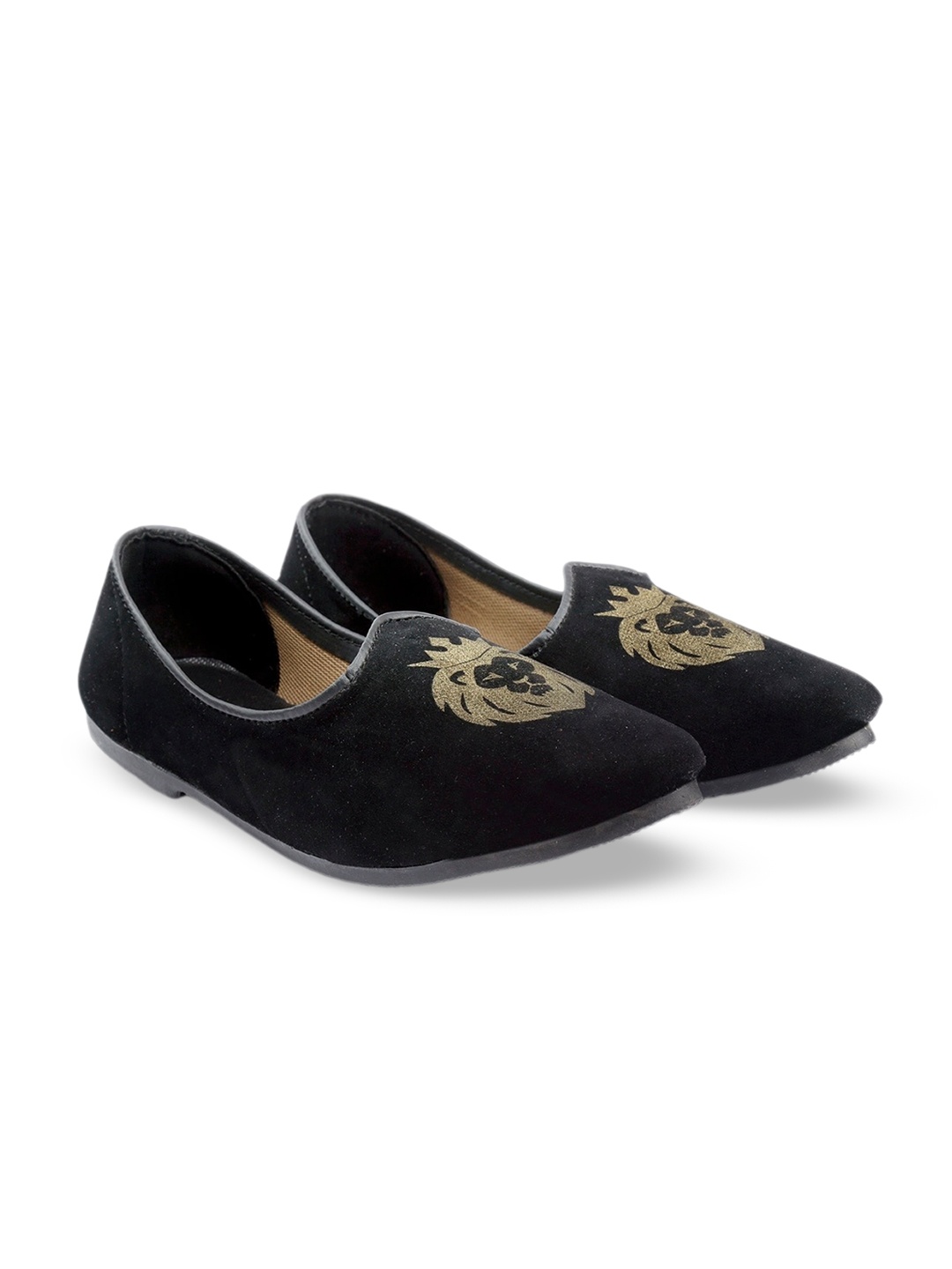 

Bxxy Men Pointed Toe Printed Basics Mojaris, Black