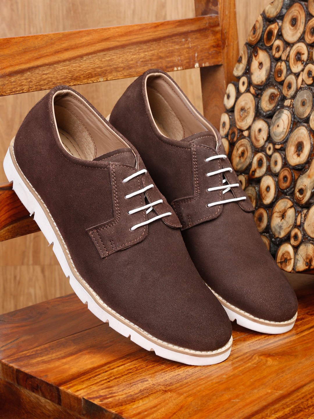 

Teakwood Leathers Men Lightweight Suede Derbys, Brown