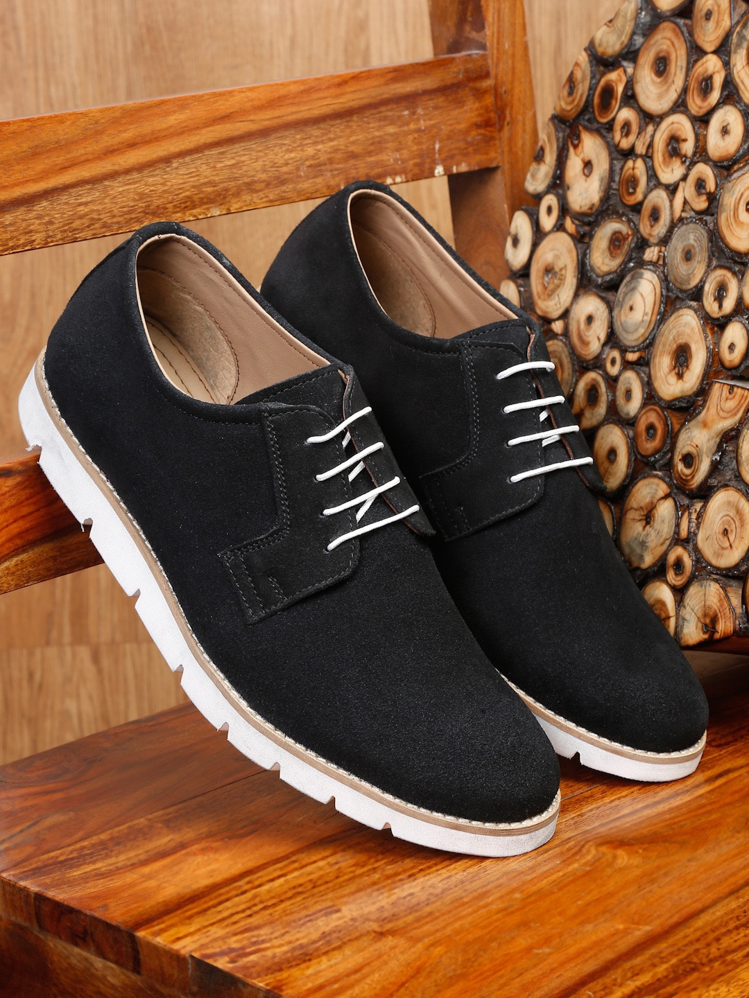 

Teakwood Leathers Men Lightweight Suede Derbys, Black