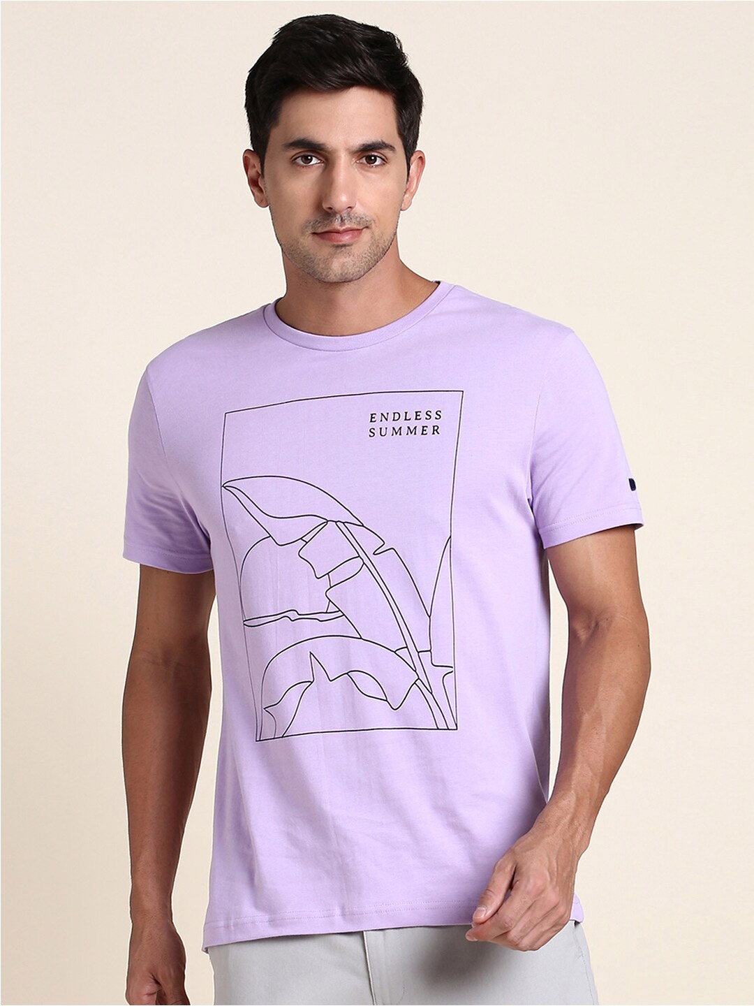 

Dennis Lingo Graphic Printed Round Neck T-shirt, Lavender
