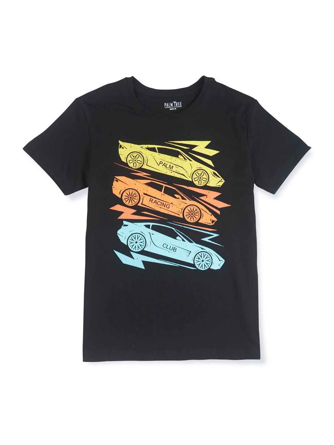 

Palm Tree Boys Graphic Printed Cotton T-shirt, Black