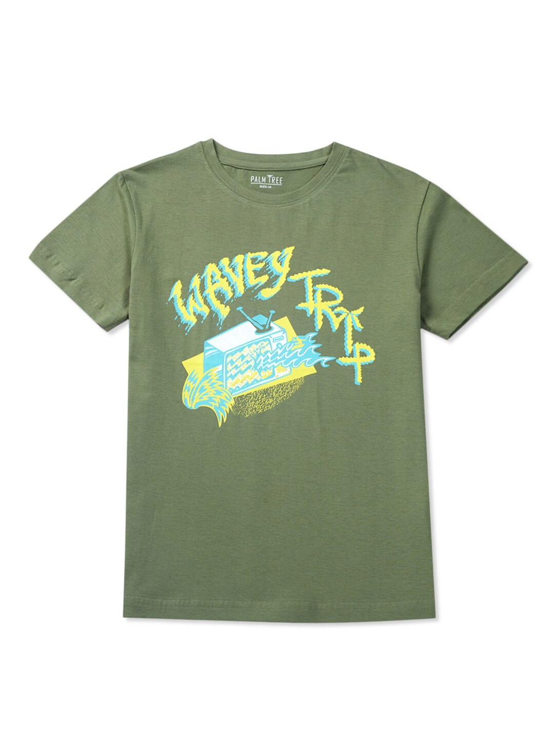 

Palm Tree Boys Graphic Printed T-shirt, Olive