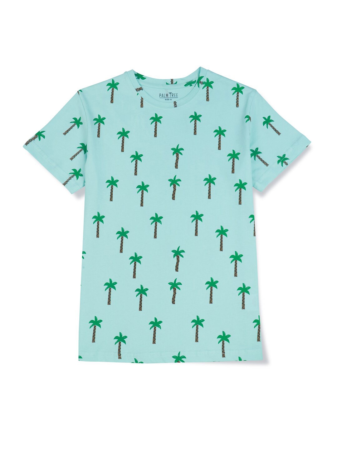 

Palm Tree Boys Floral Printed Cotton T-shirt, Sea green