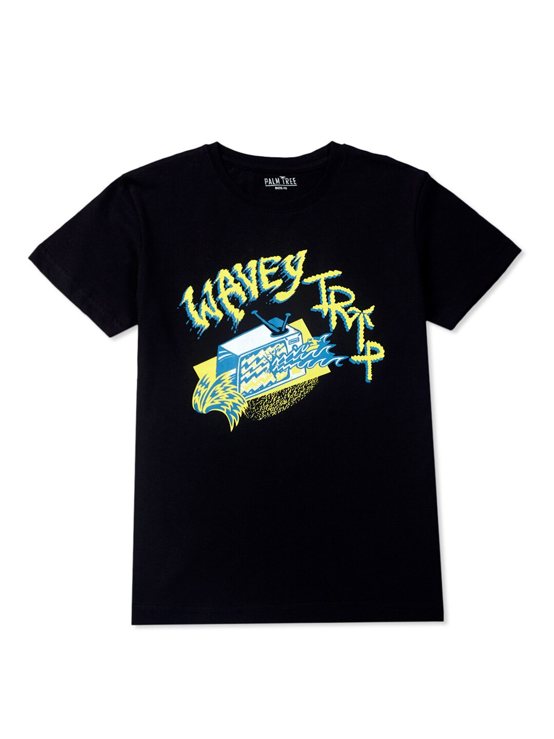 

Palm Tree Boys Typography Printed Cotton T-shirt, Black