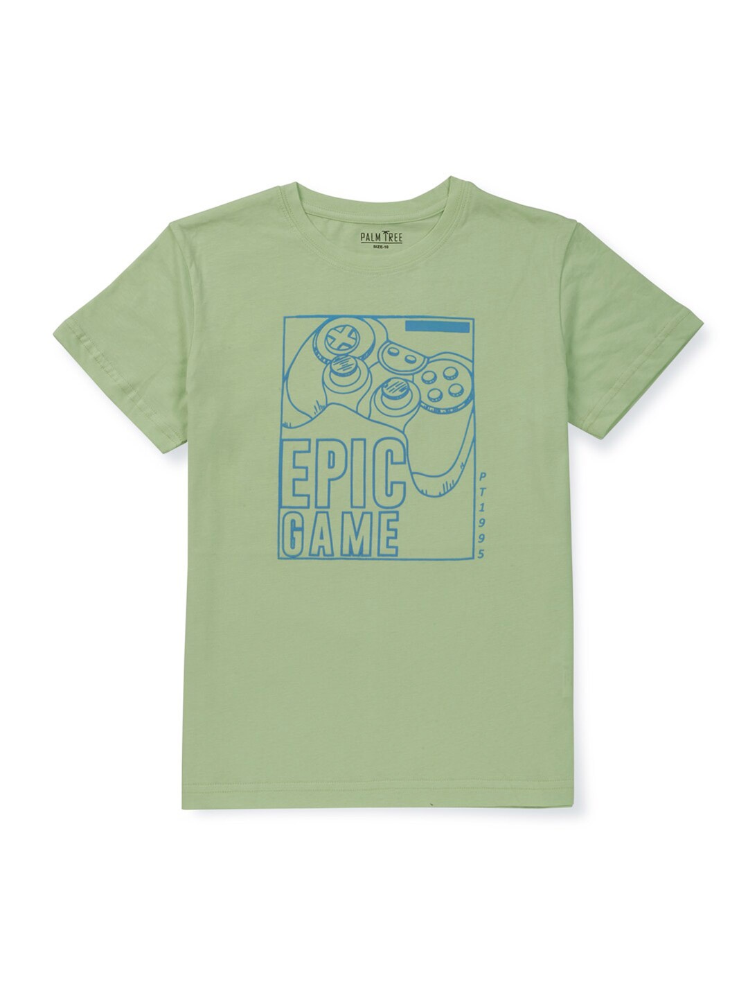 

Palm Tree Infant Boys Typography Printed Cotton T-shirt, Green