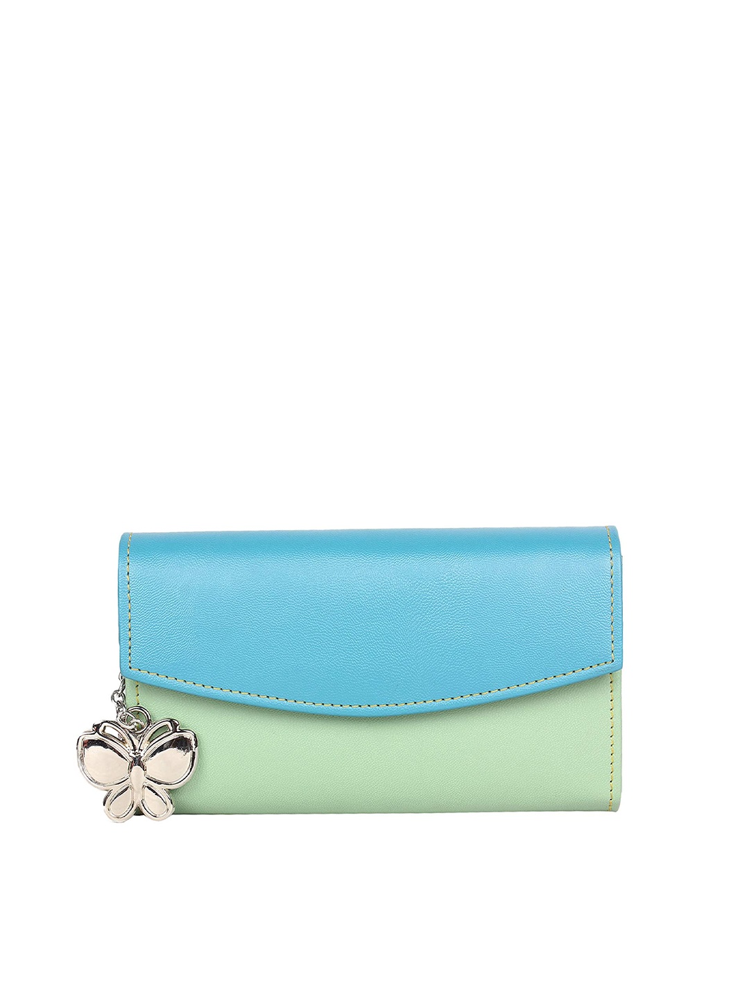 

Butterflies Women Colourblocked Envelope Wallet, Lime green