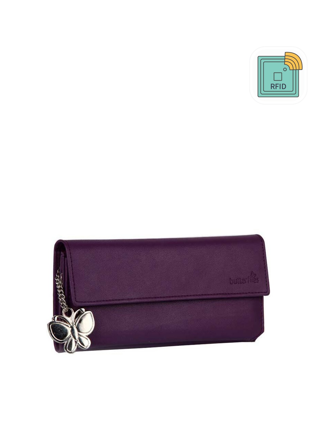 

Butterflies Women Envelope Style Wallet, Purple