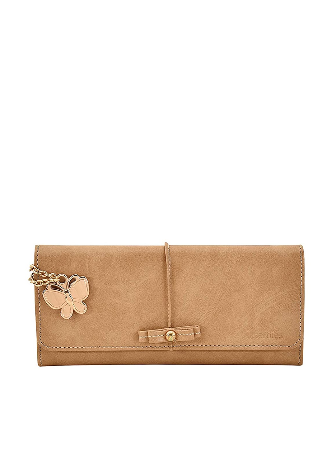 

Butterflies Women Envelope Style Wallet, Beige