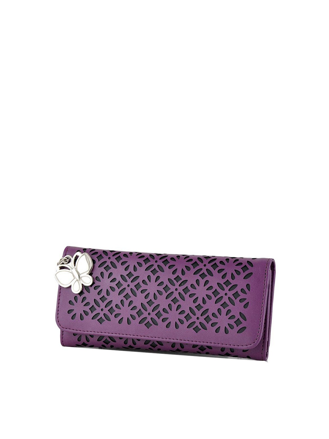

Butterflies Envelop Wallet With Cut Work, Purple