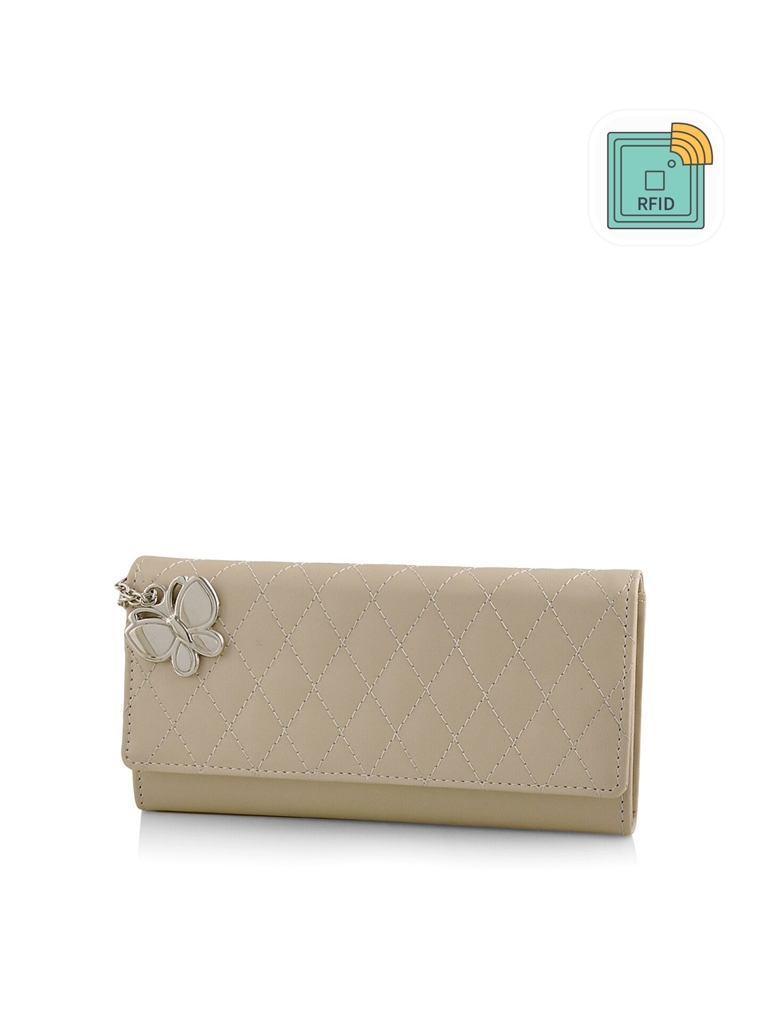 

Butterflies Envelop Wallet With Quilted, Cream