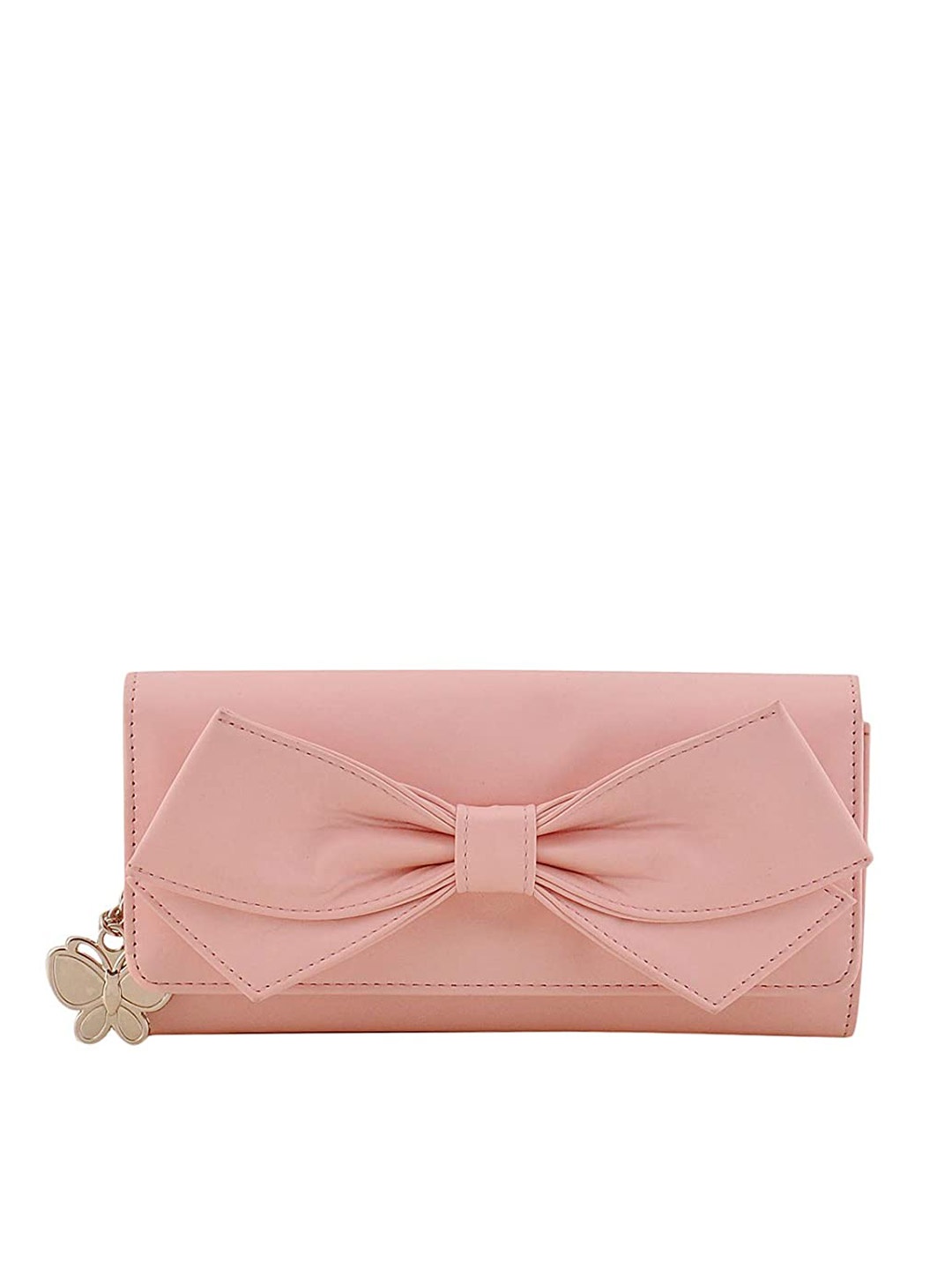 

Butterflies Women Envelope Wallet With Bow, Peach