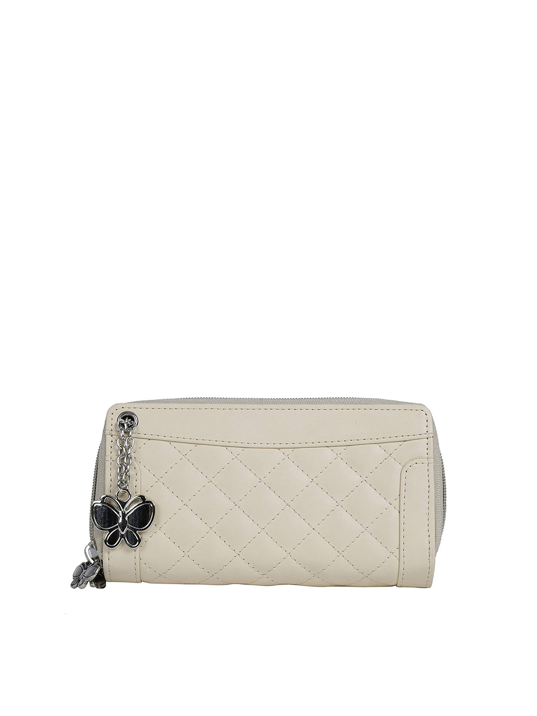

Butterflies Women Textured Zip Around Wallet, Cream
