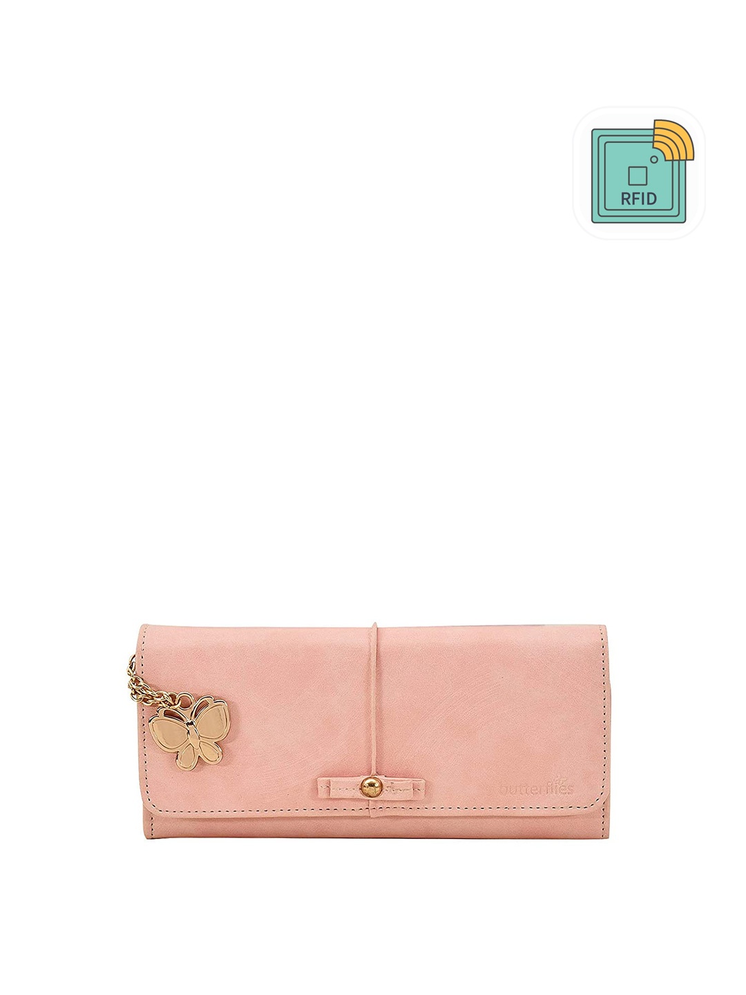 

Butterflies Women Envelope Style Wallet, Peach