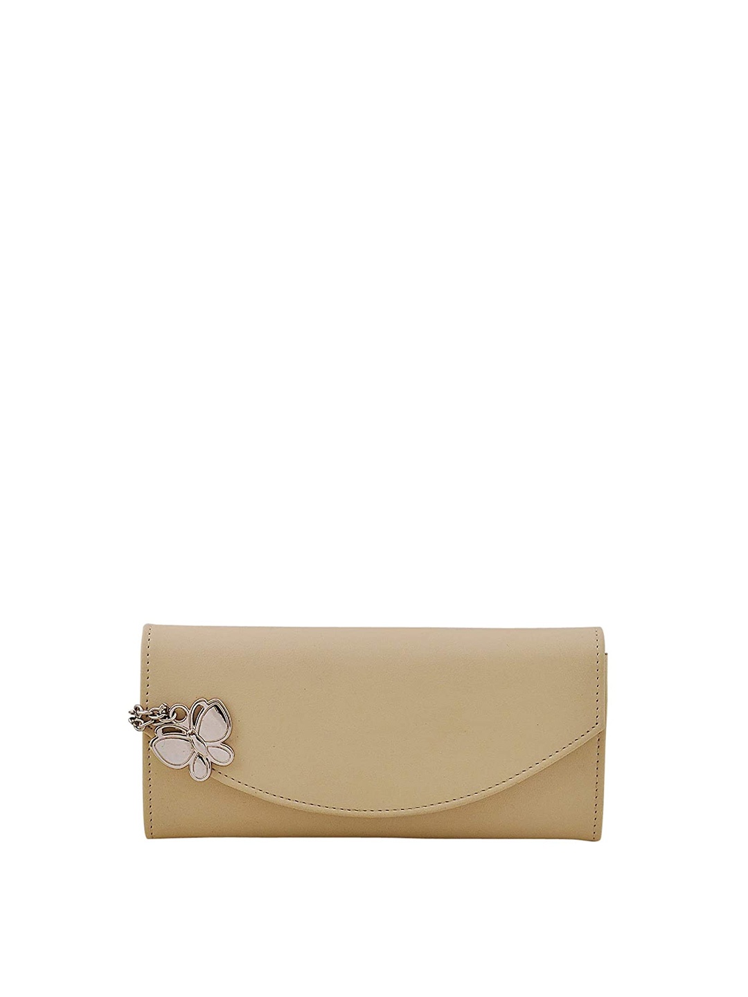 

Butterflies Button Closure Envelop Wallet, Cream