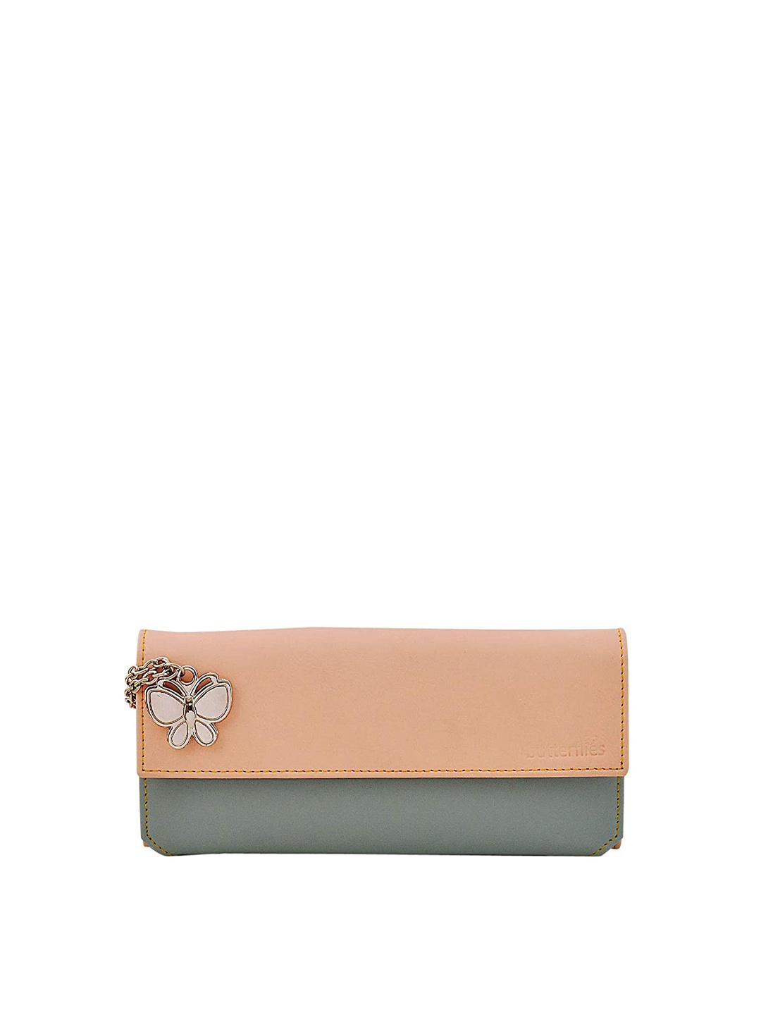 

Butterflies Colourblocked Envelop Wallet, Peach