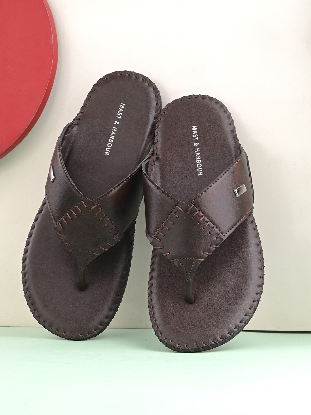 

Mast & Harbour Men Brown Open Toe Comfort Sandals