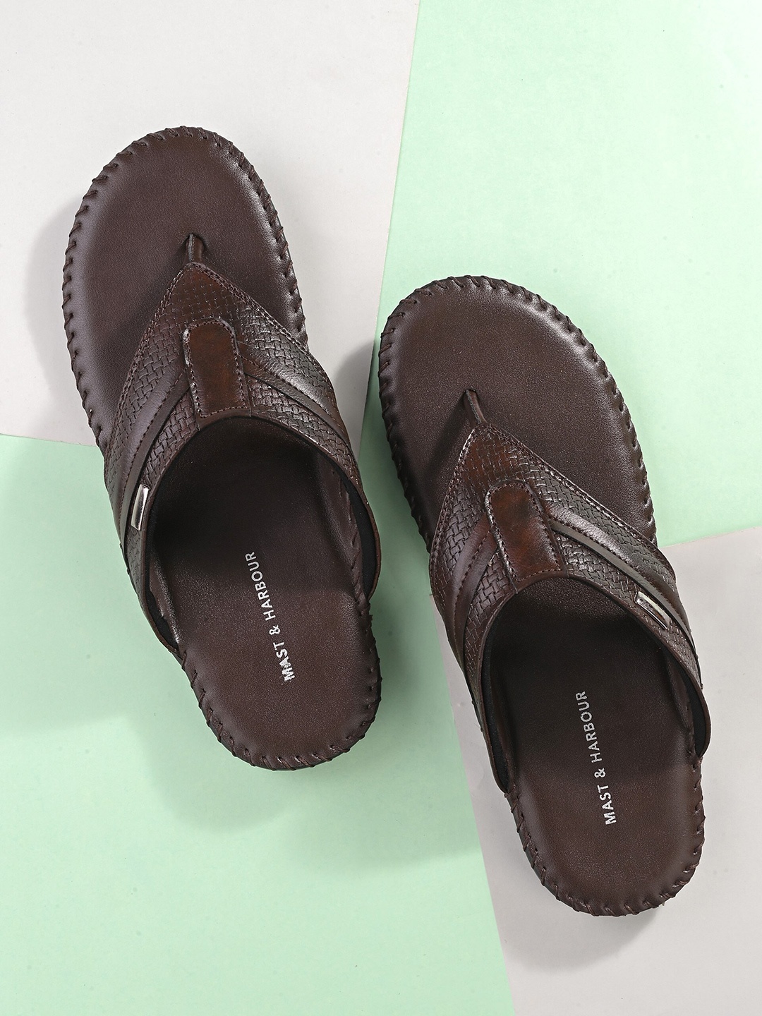 

Mast & Harbour Men Brown Open Toe Comfort Sandals