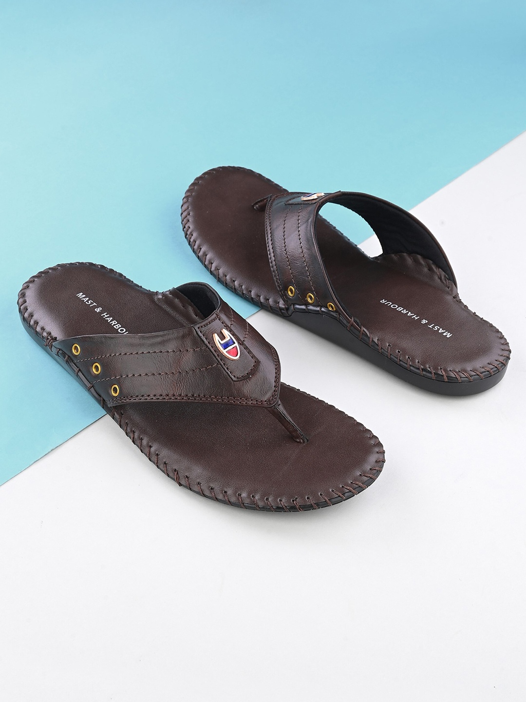 

Mast & Harbour Men Brown Open Toe Comfort Sandals