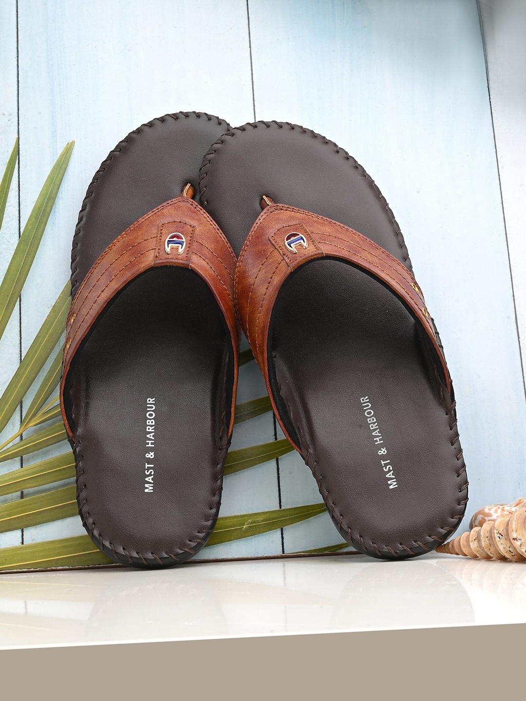 

Mast & Harbour Men Tan Brown Comfort Sandals