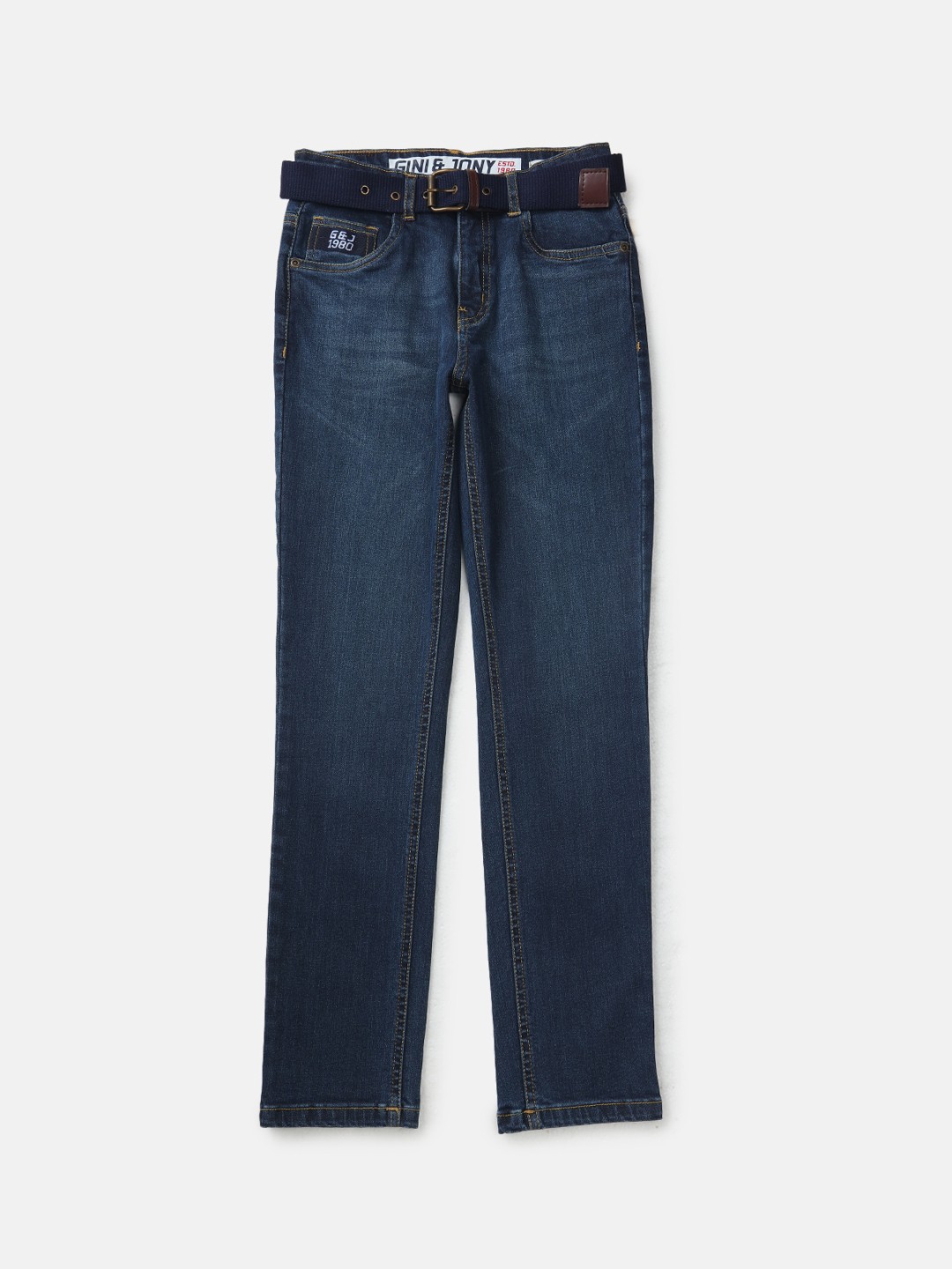 

Gini and Jony Boys Mid-Rise Dark Shade Jeans, Blue