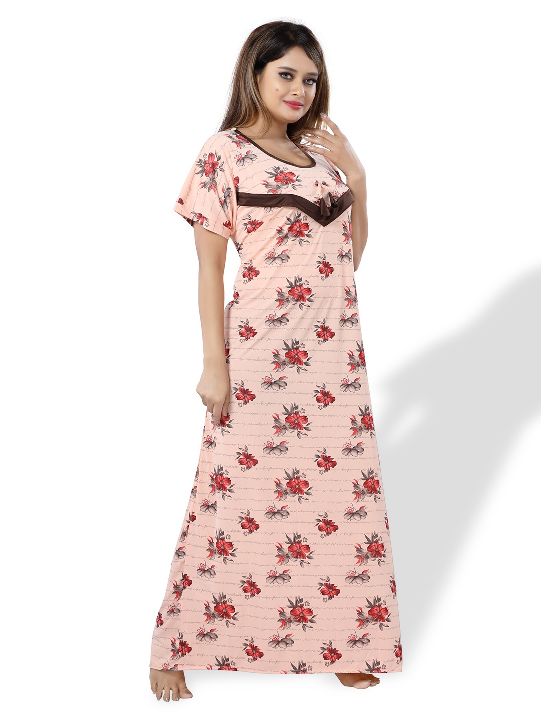 

SHOPPING STATION Floral Printed Satin Maternity Maxi Nightdress, Pink