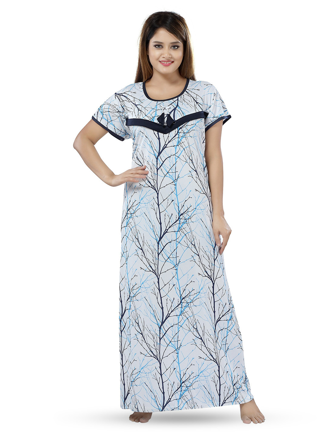 

SHOPPING STATION Floral Printed Satin Maternity Maxi Nightdress, White